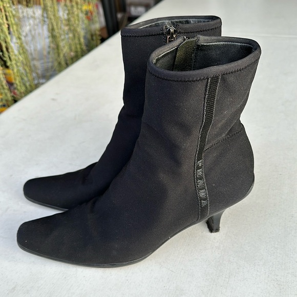 PRADA SPORT | Black Nylon Pointed Toe Kitten Heel Ankle Boots - Picture 2 of 12